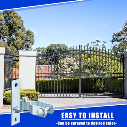 Dunzy 4 Pcs 1-3/8" Heavy Duty Wall Mount Gate Hinge Chain Link Gate Hinge with 5/8'' Pin Pipe Fence Pressed Steel Chain Link Fence Frame Outdoor Hardware