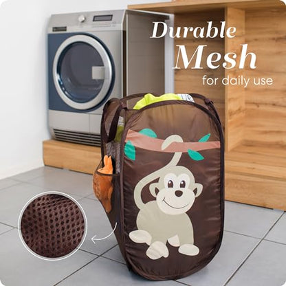 Handy Laundry Collapsible Mesh Pop Up Laundry Hamper 14 x 13 x 24 in - color: Monkey, 1-PACK