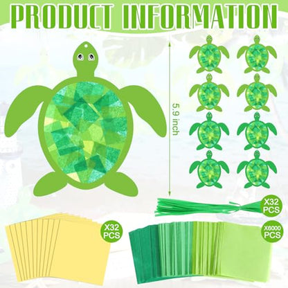 AmazingSpark 30 Pcs Sea Turtle Suncatchers VBS Crafts Ocean DIY Kit | Rainforest Activities, Stained Glass Tissue Paper Art, Summer Camp Bulk, Hanging Decor for Classroom Parties - style: Tortoise