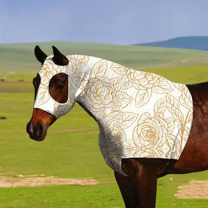 Horse Stretch Slicker Hood with Zipper, Earless Design, Flower, Size L - color: flower, size: L-1PCS
