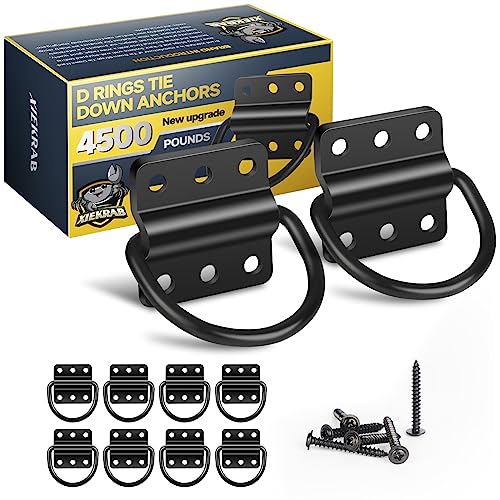 10 Pack D Rings Heavy Duty Steel Tie Down Anchor, 4500 lb Breaking Strength D-Ring Hook Set for Trailer Tie Down Anchor Use, Truck Bed Pickup RV Boat Camper Cargo, Trailer Accessories