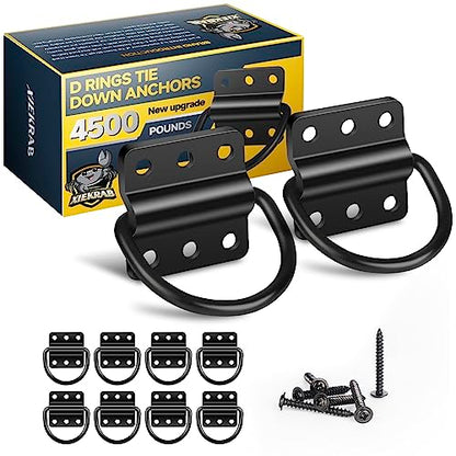10 Pack D Rings Heavy Duty Steel Tie Down Anchor, 4500 lb Breaking Strength D-Ring Hook Set for Trailer Tie Down Anchor Use, Truck Bed Pickup RV Boat Camper Cargo, Trailer Accessories