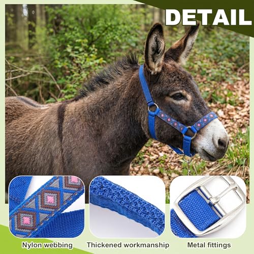 1 Set Mini Donkey Halter with Lead Rope Adjust, Blue - color: blue
