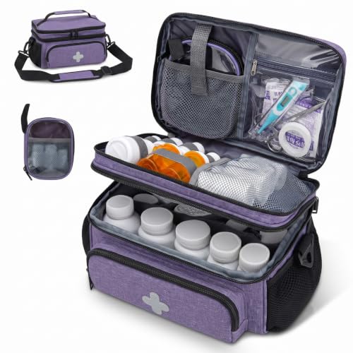 GDNasist Medicine Storage Bag, Medical Bag Pill Bottle Organizer Empty - color: Purple