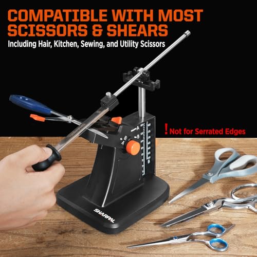 SHARPAL 201H Scissor Sharpener – Adjustable 22°-84° Angle | 325/600 Grit Diamond Plates for Kitchen, Hair Cutting, Sewing Scissors, Lawn Mower Blades, Pruners, Hedge Shears