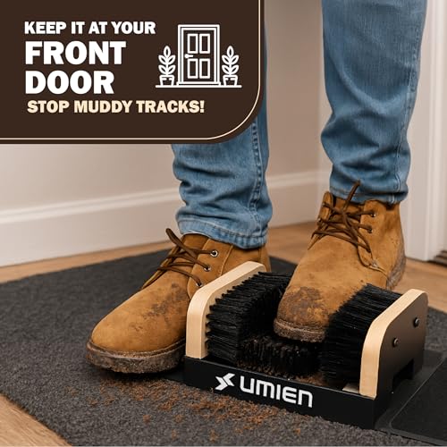 Umien Boot Scraper Outdoor Shoe Brush with Flaps, for Mud, Dirt & Snow | Heavy-Duty Outdoor Use, Weather-Resistant, Durable Bristles, Freestanding