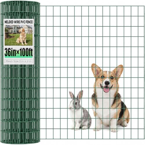 Garden Fence Black PVC Coated Welded Wire Fencing 36 Inch x 100 Foot, 2 Inch x 3 Inch 16GA Green - color: Green, size: 36"×100'