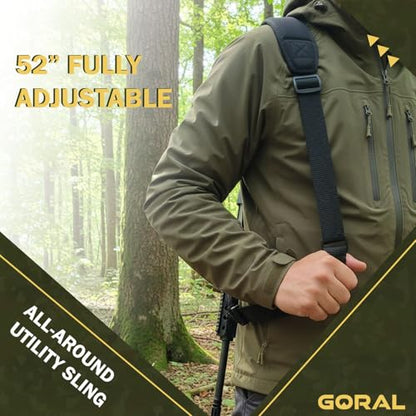 GORAL 2-Point Rifle Sling Strap with Swivels Hooks, Gun Sling with Padded Shoulder Strap Length Adjuster and Two Points Secured Swivel for Outdoors, Hunting and More