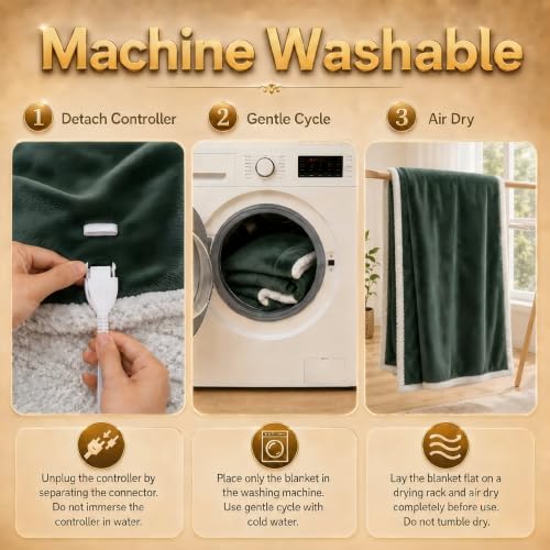 Heated Blanket Electric Blanket Queen Size 84''x90'' with 5 Heating Levels, 10 Hour Auto Shut Off, Machine Washable, Dual Controller Soft Warming Blanket for Couch, Bed, Office - Grass Green - color: 04-grass Green, size: 84''x90''(Queen)