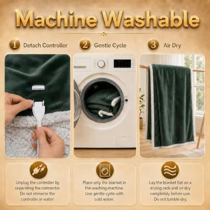 Heated Blanket Electric Blanket Queen Size 84''x90'' with 5 Heating Levels, 10 Hour Auto Shut Off, Machine Washable, Dual Controller Soft Warming Blanket for Couch, Bed, Office - Grass Green - color: 04-grass Green, size: 84''x90''(Queen)