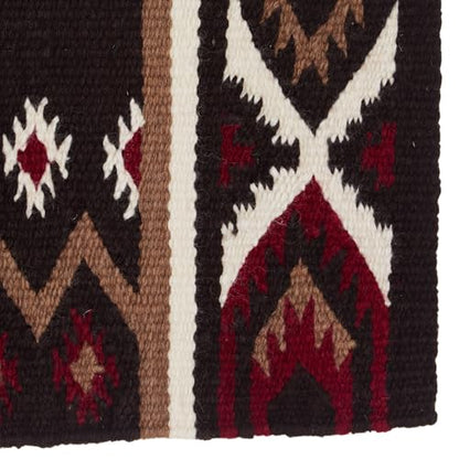 Mayatex 1431-7 New Phoenix Wool Saddle Blanket 38in x 34in - color: Coffee/Red/Cream