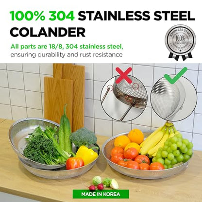 Large Shallow Stainless Steel Colander Set of 3, 5.5/7/10 Qt - size: 5.5+7+10QT Colander