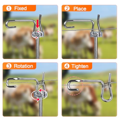 20PCS Fence Wire Tightener Kit, 6mm Wire Tensioner for Farm Fencing | Wire Tightener Clips, Includes Tightener Handle, 1/4" Barbed Wire & Ranch Fence Repair Tool for Ranch, Farm & Garden Fencing