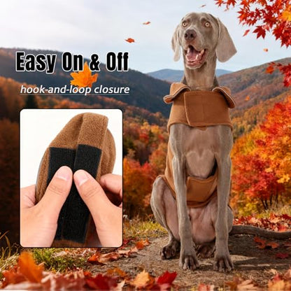 DENTRUN Reversible Dog Winter Coat, Windproof Polar Fleece Reflective Vest - color: Brown, size: Medium