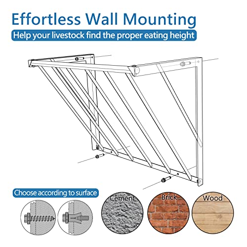 2Pcs Horse Hay Feeder 24 Gallon Capacity | 31.5'' Long Livestock Hay Feeder, Wall Mounted Hay Rack for Horses, Sheep, Goats, Indoor Outdoor Uses - size: 31.5INCH (2 PCS)