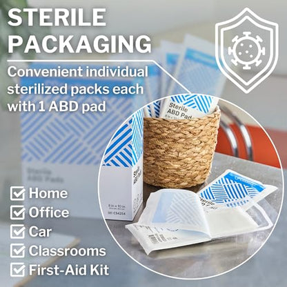 CareStock Abdominal Pads Sterile ABD Pads, 8 x 10 in, 24 ct - size: 24 Count