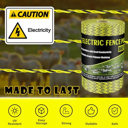 BESTEEL Electric Fence Poly Wire Electric Fencing Polywires 660 Feet 200M - size: 660 Feet