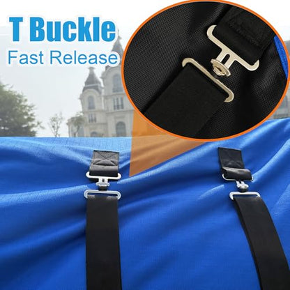 Horse Turnout Blanket, with NeckCover & Belly Wrap,Waterproof, 300g Filling - size: US72 in(EU 135 cm)