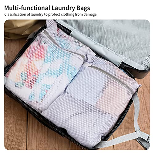 Small Honeycomb Lingerie Bags with Hanging Loop- MDSXO 3 Pack Mesh Laundry Bags for Washing Delicates, White Wash Bags for Socks, Bra, Mask, Baby Clothes 10 * 12 inch [3 Pack] - size: 3S(with Loop)