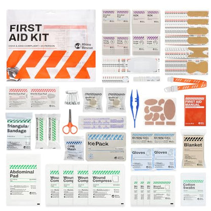 RHINO RESCUE Bundle - Pet First Aid Kit, Emergency Medical Supplies for Dogs & Cats, Safety Essentials Pack with Thermomete+220 Pieces First Aid Kit Refill Bag, Emergency Extra Replacement Supplies