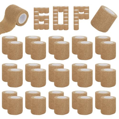 60 Pack Self Adhesive Bandage Wrap 2 Inch X 5 Yard – Nude | Elastic Cohesive Bandage Wrap, Vet Wrap for Dogs Horses, Wound Wrap for Injury First Aid Medical Sports Ankle Wrist