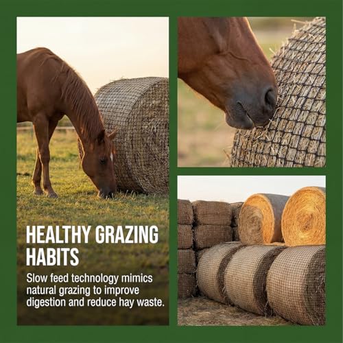 Slow Hay Net Feeder for Horses and Livestock,Round Bale Hay Nets with 2 Inch Hole Slow Feeder Hays Rounds Bales for Slow Feeding（6X6