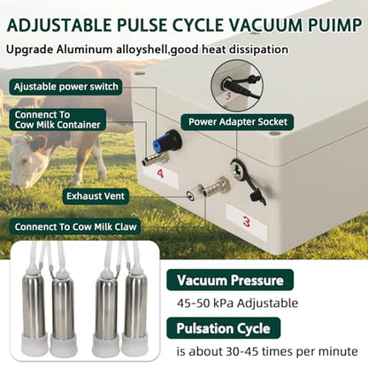 14L High Power Cow Milking Machine Portable Rechargeable Pulse & Vacuum - size: 14L High Power Cow Electric Milker