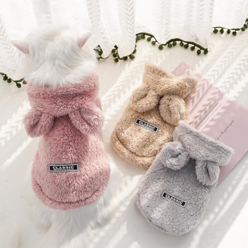 Selena Cat Bunny Ears Costume Cute Dog Kitten Hoodies Sweater Rabbit Ears Puppy Pet Apparel (Large,Pink) - color: Pink, size: Large
