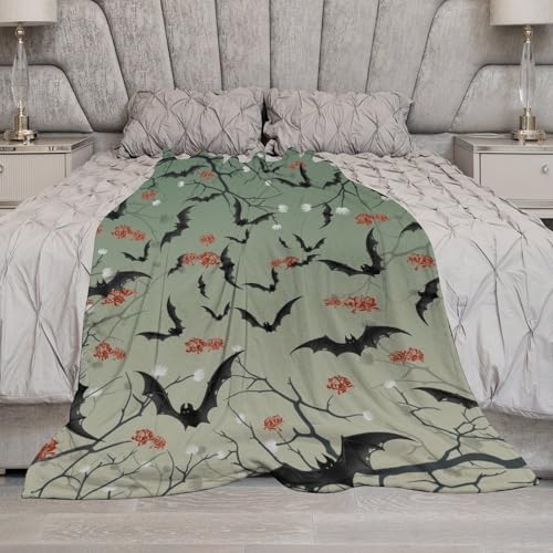 Bat Flowers Fleece Throw Blanket for Couch Adults Teens 40" X 50" - color: Bat Flowers, size: 40x50 inch