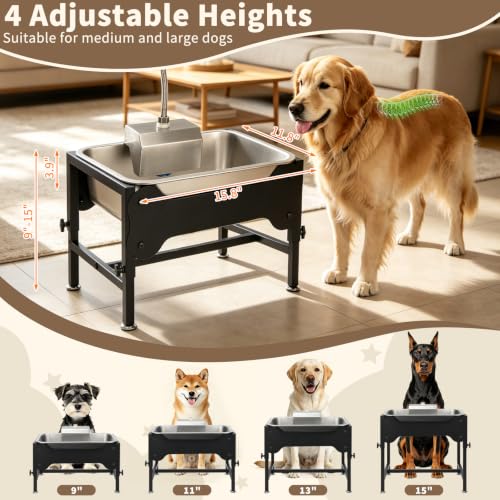 YUEPET Dog Water Bowl Dispenser, Automatic 3 Gallon Elevated Dog Bowl