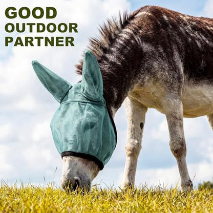 1 Pcs Mini Donkey Fly Mask with Ear Protection, Mint Green - size: Mini Donkey