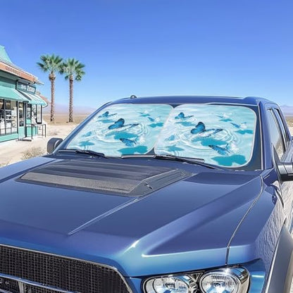 2 PCS Car Windshield Sun Shade Blue Butterfly Auto Sunshades Sunshade Visor Auto Sun Heat and UV Rays Blocker Foldable Automotive Accessories for Summer Heat UV - color: Blue Butterfly Print