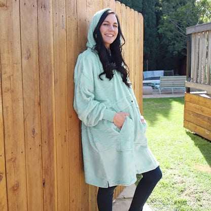 Catalonia Oversized Blanket Hoodie, Wearable Fleece Blanket Sweatshirt - color: Aqua / Fleece