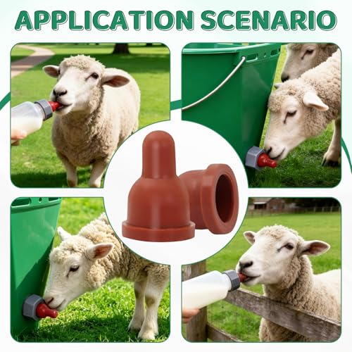 Lamb Nipple Goat Teat with Fix Base for Feeding Milk Bucket Livestock Animal Farming Tool (6pcs Lamb Pacifier) - size: 6pcs Lamb Pacifier