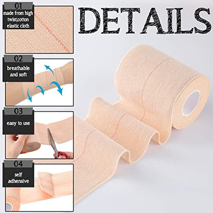 Tondiamo 8 Rolls Elastic Tape Adhesive Elastic Tape Self Adhesive Bandages Wrap Flexible Stretch Bandages Athletic Sports Skin Strips for Sports Ankle, Knee and Wrist Animal Pets(3 Inch X 5 Yard) - size: 3 Inch x 5 Yard