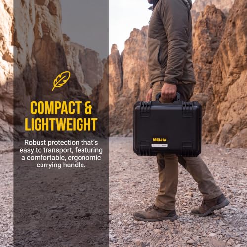 MEIJIA Premium Waterproof Hard Camera Case,Hard Case with customizable fit foam,Full Protection with Light&Convenient Design,Elegant Black (16.19"x12.69"x6.62") - size: 16.19"x12.69"x6.62"