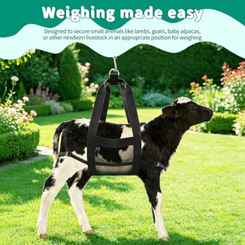 Calf Sling for Weighing Animals Adjustable Straps Goat Sling Assist Weight Scale for Baby Calf, Lamb, Alpaca, Pig, Dog (Black-CZD)