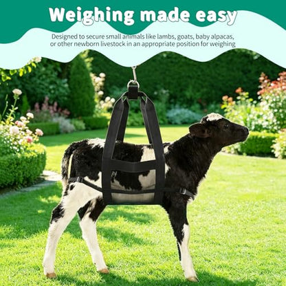 Calf Sling for Weighing Animals Adjustable Straps Goat Sling Assist Weight Scale for Baby Calf, Lamb, Alpaca, Pig, Dog (Black-CZD)