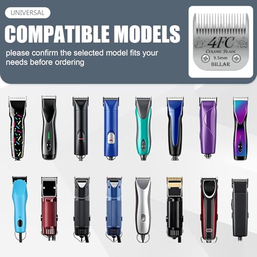 BILLAR 2Pack 4FC Detachable Pet Dog Grooming Ceramic Blades,Compatible with Andis,Oster A5,Wahl KM-10 Series,Size 4FC Blade 3/8-Inch 9.5MM Cut Length - size: 4FC-2PAC