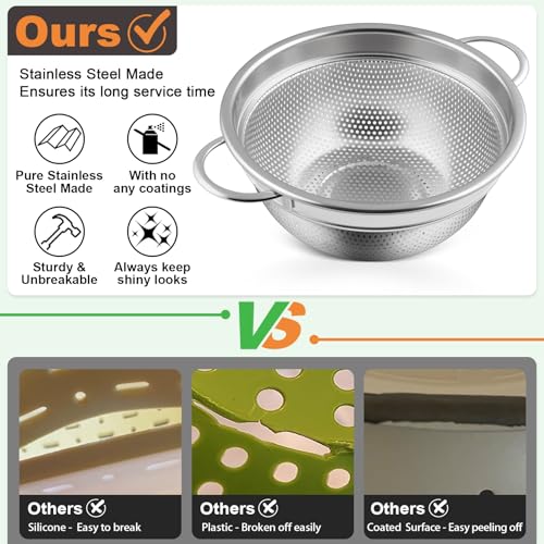 P&P CHEF 3 Quart Colander Strainer Stainless Steel Kitchen, 1PC