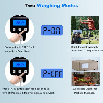 660lbs Digital Hanging Scale Type-C Rechargeable – High Precision Handheld Mini Crane Scale with S-Hook, Fishing Scale for Farm, Fishing, Hunting