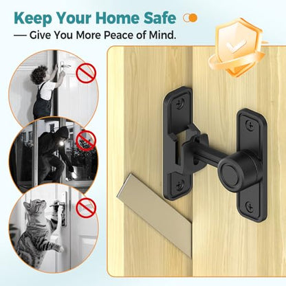 Barn Door Lock 2.4" 90/180 Flip Gate Latch, Black 1-Pack - color: Black-1 Pc