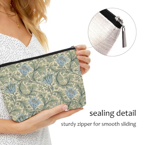 Blue Leaves William Morris Floral Makeup Bag Green Cosmetic Bag - color: Multicolor 1612