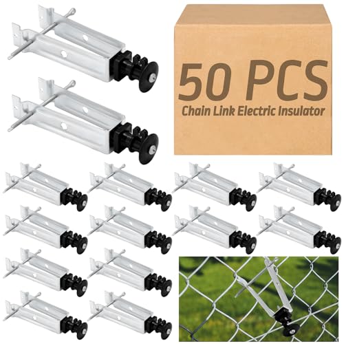 Tondiamo Chain Link Insulator Electric Fence Stainless Steel Insulator T Post Extender Wire Holders for Chain Link and Studded T & U-Posts Tubing(Black,50 Pcs) - color: Black