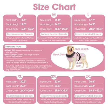 QBLEEV Warm Dog Jacket, Waterproof Dog Winter Coat with Harness - color: Pink, size: Medium