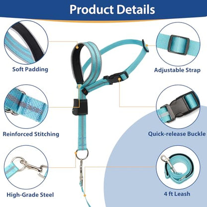 BARKLESS Dog Head Collar, Reflective Head Halter for Small Medium Dogs - size: M (Snout 9-11 '')
