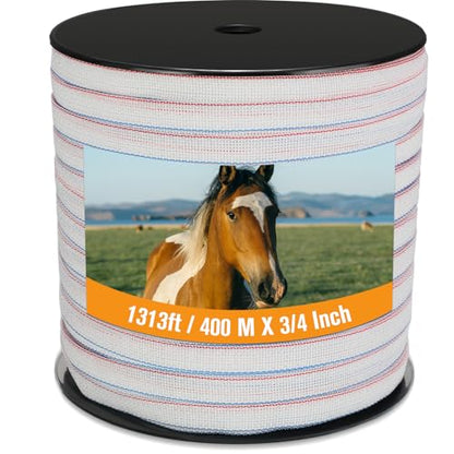 1 Roll 3/4 Inch x 1313 ft Electric Fence Tape Polytape - color: White, size: 3/4 Inch X 1313 ft