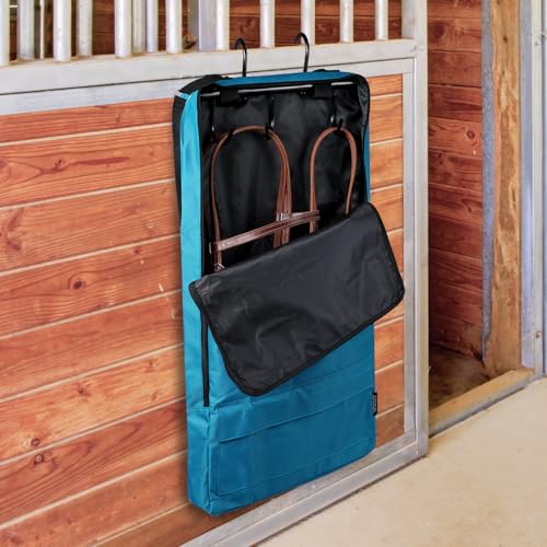 Harrison Howard Bridle/Halter Bag – Waterproof 600D Horse Tack Storage, Hanging Organizer with Multi-Hook Design, Protects Bridles & Reins-Teal - color: Teal