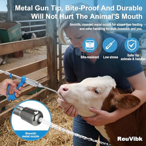 30ml Adjustable Livestock Drench Gun for Goats, Sheep & Cattle - color: Blue, size: 30M LWith Kettle