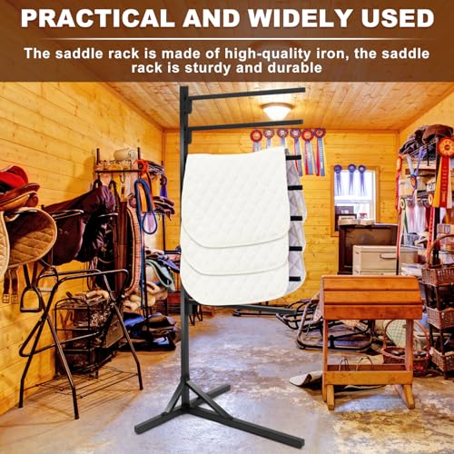8-Tier Saddle Pad Rack with Stand, Long Rack Arms Horse Blanket Holder Horse Pad and Blanket Storage for Tack Room Organization Trailer Accessories